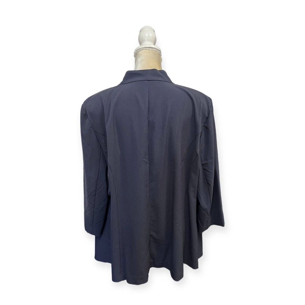 Lane Bryant Open Front Blue Blazer Size 22 Zippered Pockets - Picture 3 of 8